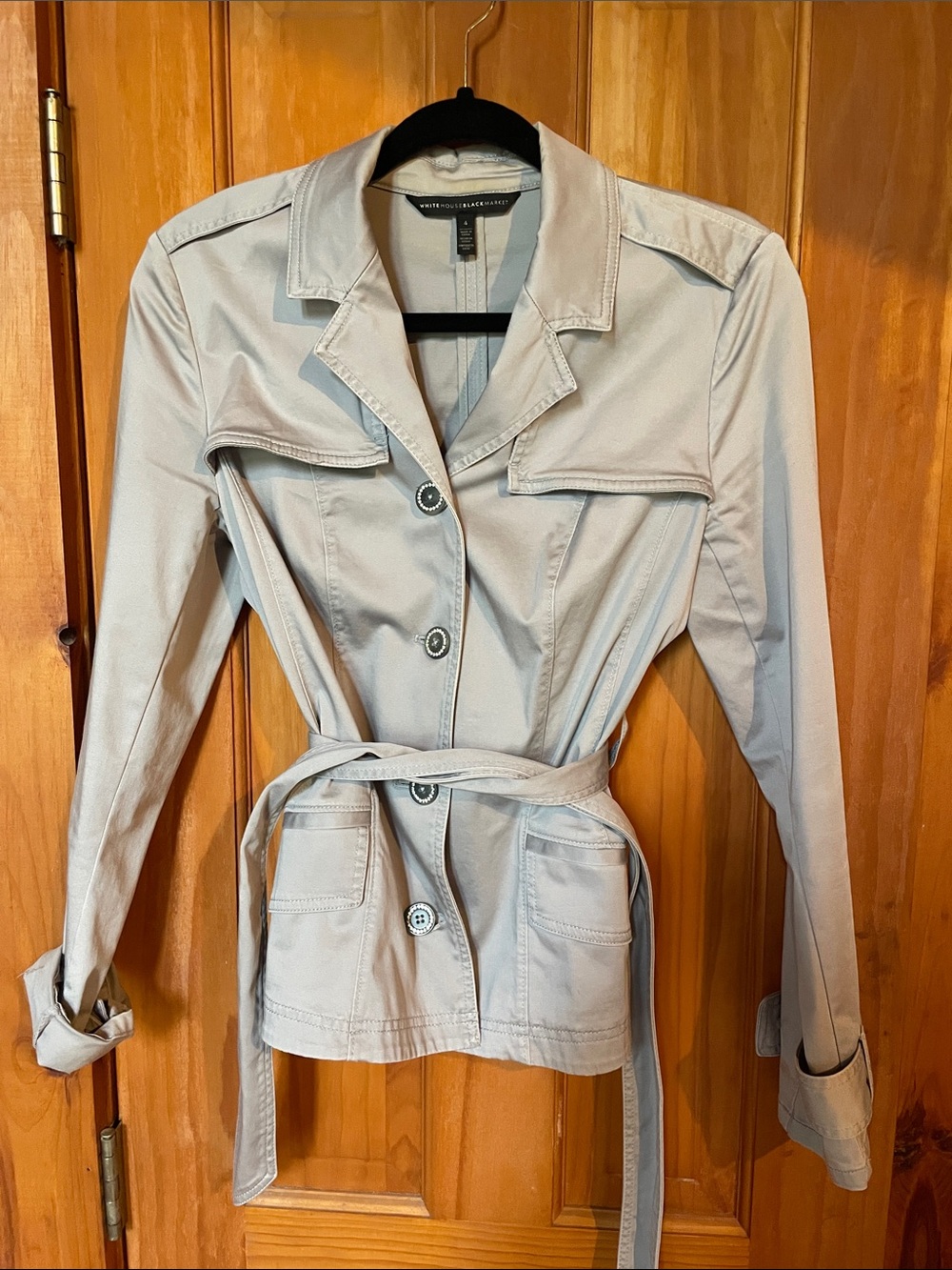 White House Black Market Light Gray Belted Lightweight Super Soft Blazer/Jacket